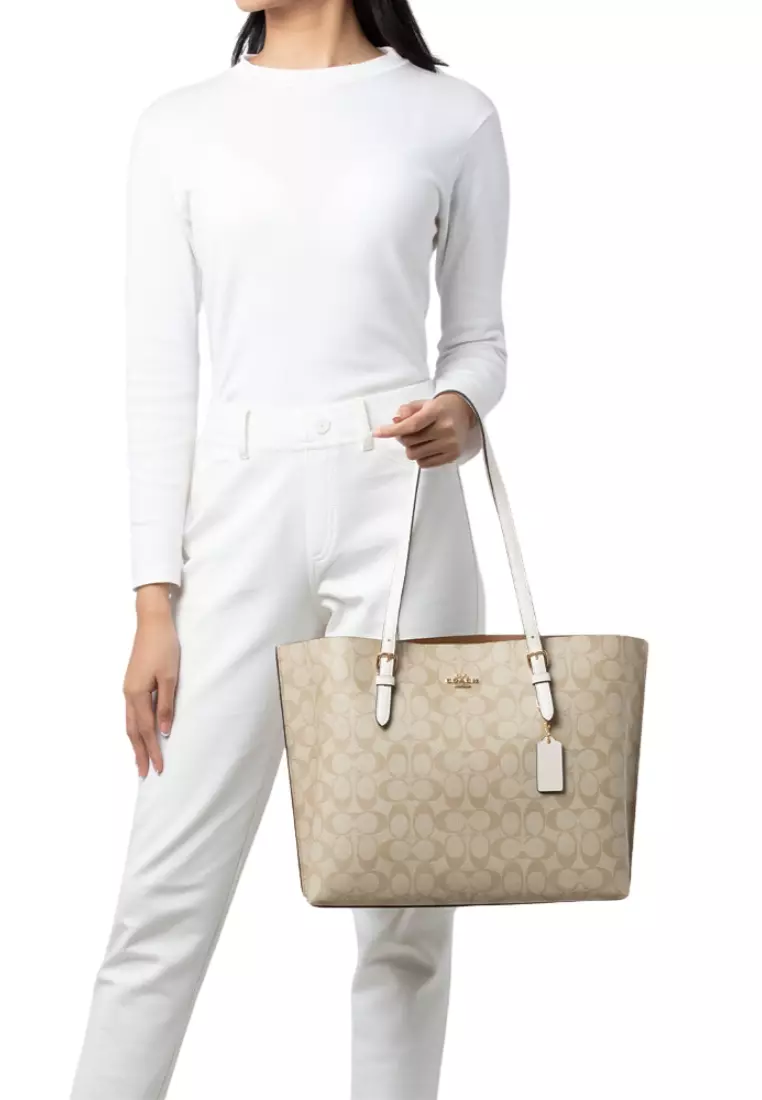 Coach Mollie Tote Bag In Signature Canvas In Light Khaki Chalk 1665