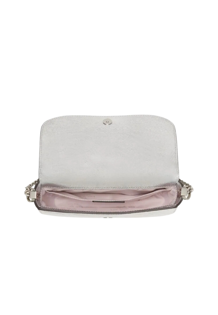 Kate Spade Krista Metallic Chain Flap Crossbody Bag In Silver KI955