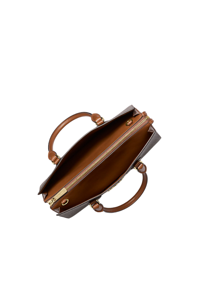 Michael Kors Sheila Medium Logo and Metallic Satchel Bag In Brown 35F4G6HS3B