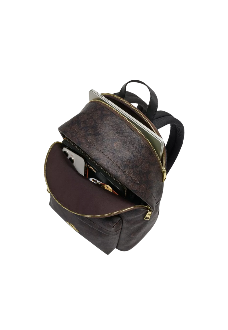 Coach Taylor Backpack In Signature Canvas In Walnut Black CDW76
