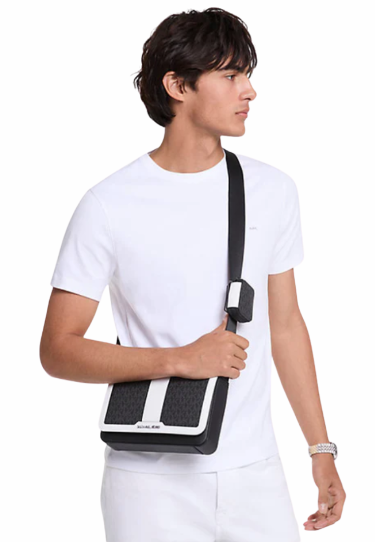 Michael Kors Cooper Color-Block Signature Logo With Pouch Crossbody Bag In Bright White 37S5LCOM6B