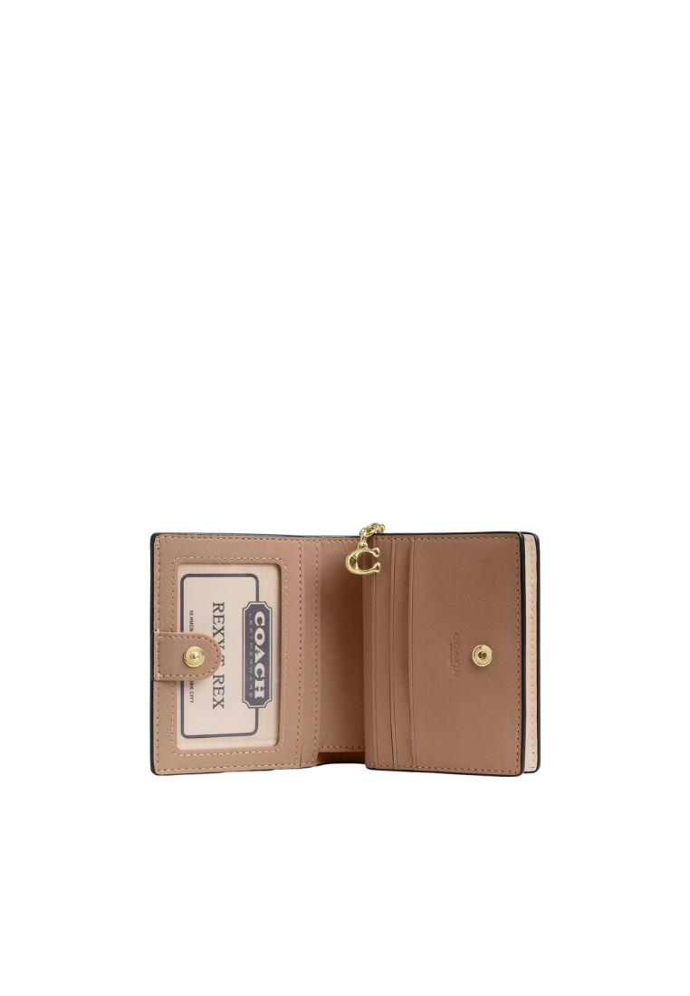 Coach Snap Wallet With Floral Print And Charm In Chalk Multi CFA24