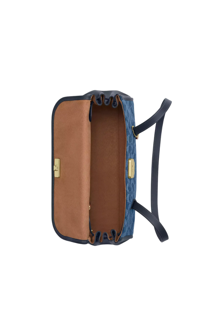 Coach Bridget Flap Shoulder Bag In Signature Denim In Indigo CDE94