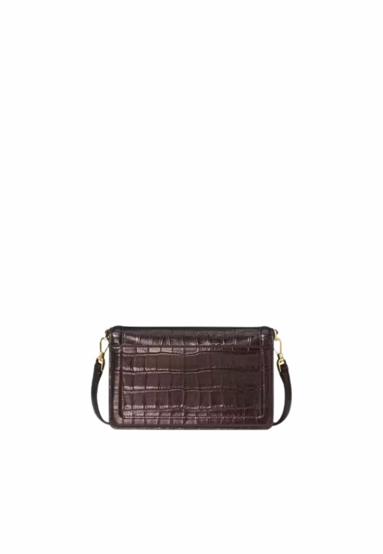 Kate Spade Knott Croc Embossed Mini Flap Crossbody Bag In Hot Fudge KN214