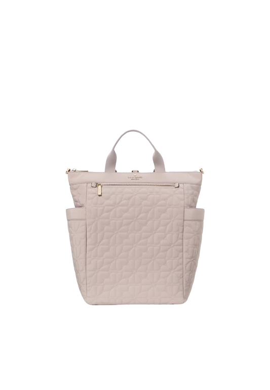 Kate Spade Spade Flower Quilted Convertible Backpack In Cozy Grey KK161