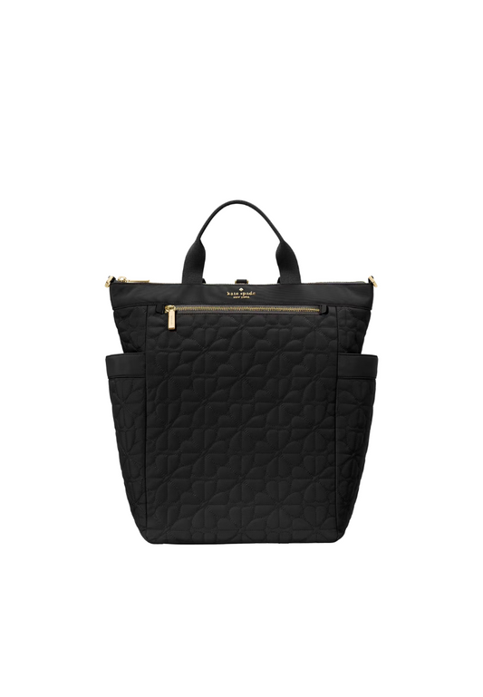 Kate Spade Spade Flower Quilted Convertible Backpack In Black KK161