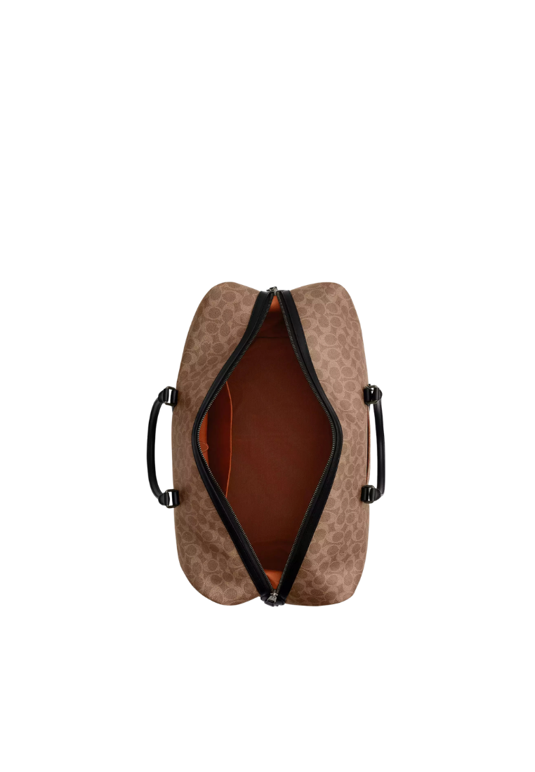 ( PREORDER ) Coach Trekker 52 In Signature Canvas Duffle Bag In Tan Black CAR75