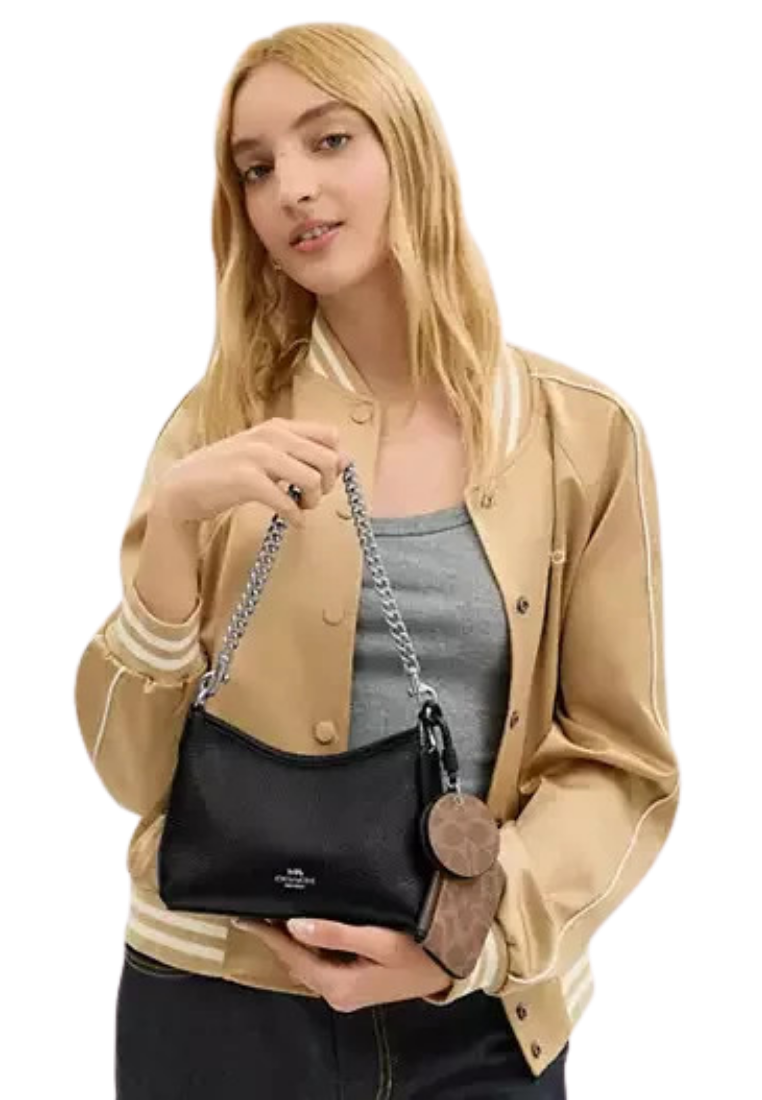 ( PREORDER ) Coach Laurel Small With Mirror Charm And Pouch Shoulder Bag In Black Tan CBI06