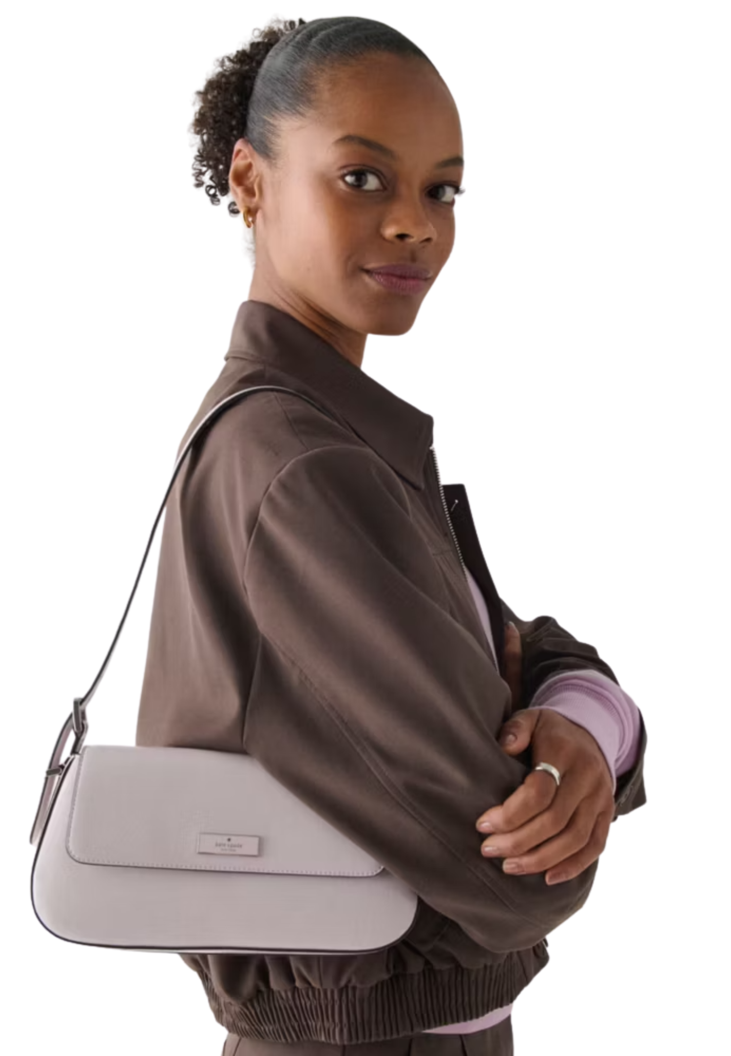 Kate Spade Bridget Crinkle Patent Small Flap Shoulder Bag In Lilac Moon KM677