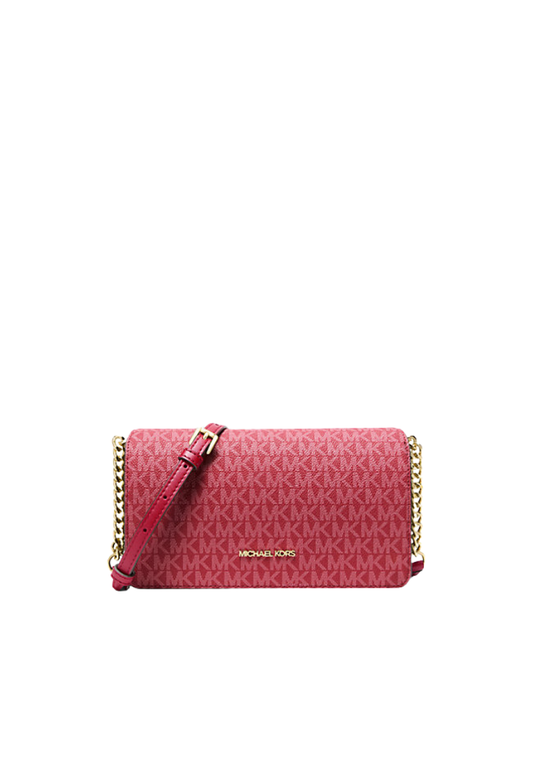 ( PREORDER ) Michael Kors Jet Set Signature Logo Crossbody Bag In Dark Raspberry 35F5STVC8V