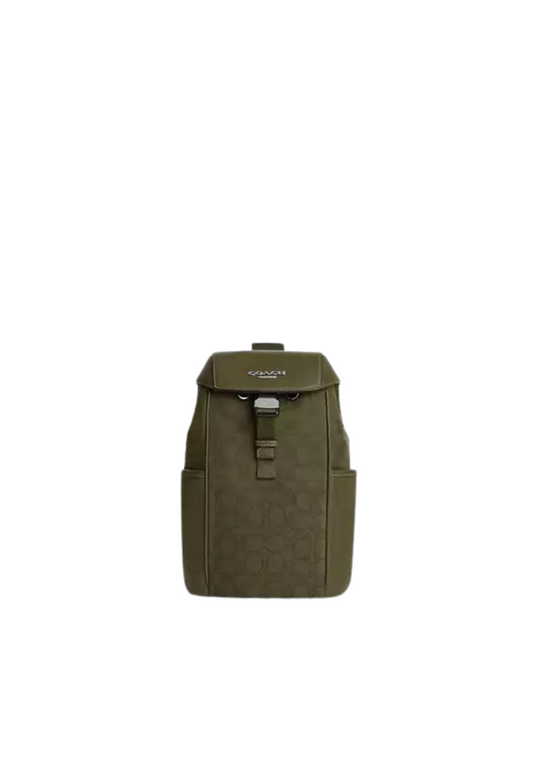 Coach Racer Pack Bag Signature Jacquard In Olive Drab CW173