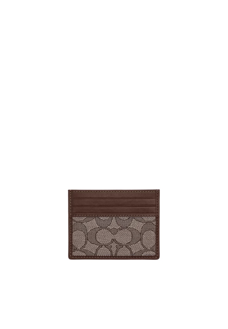 Coach Slim Id Card Case In Signature Jacquard In Oak Maple CU117