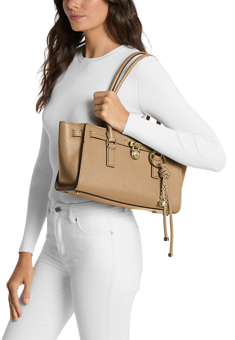 ( PREORDER ) Michael Kors Hamilton Moderne Small Leather Satchel Bag In Husk 30F5GNXT0L