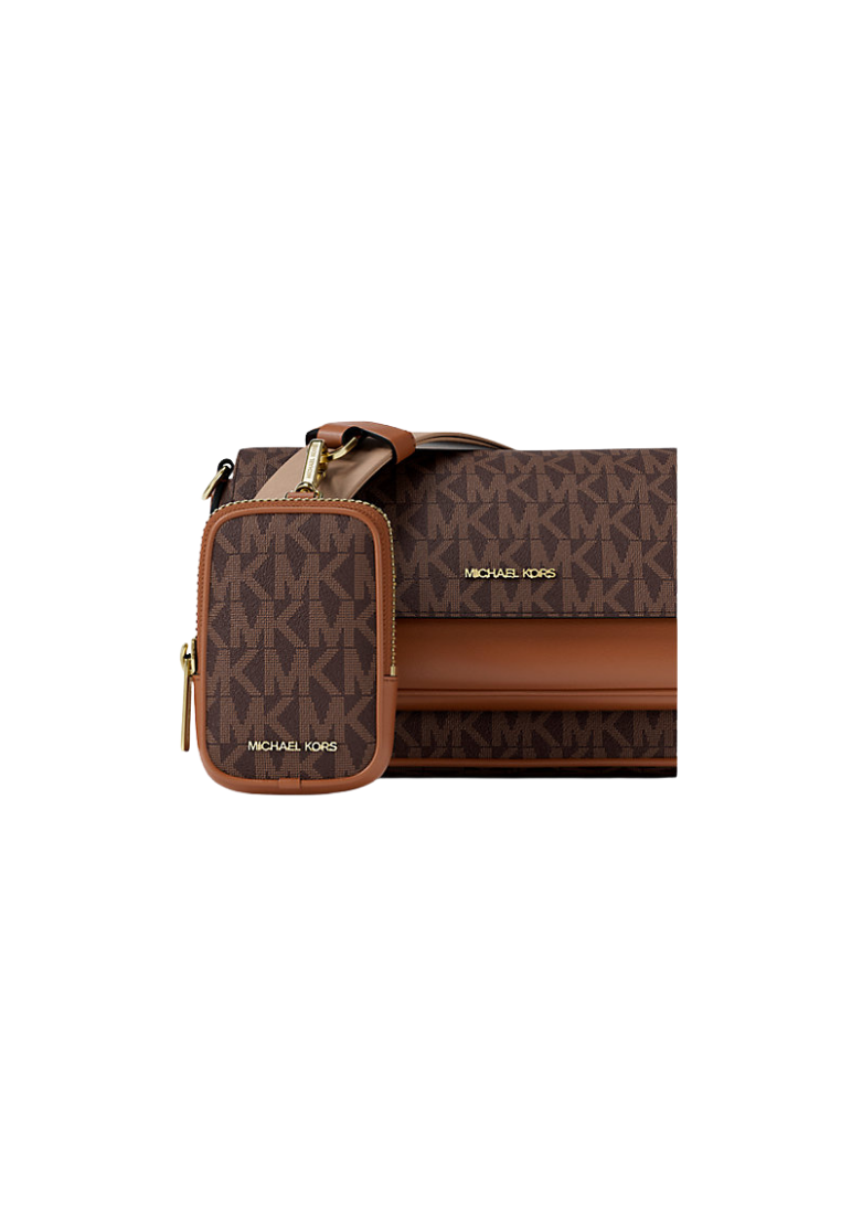 ( PREORDER ) Michael Kors Jet Set Travel Small Signature Logo With Pouch Crossbody Bag In Brown 35S6GTVC0B