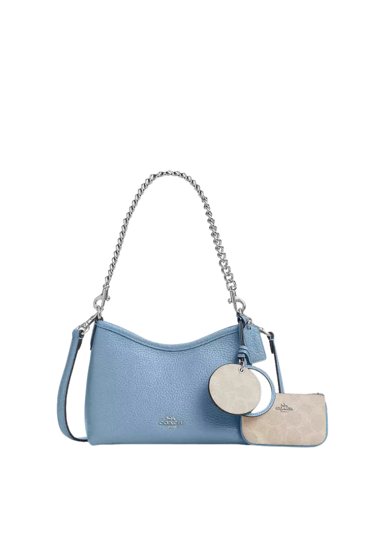( PREORDER ) Coach Laurel Small With Mirror Charm And Pouch Shoulder Bag In Pool Sand CBI06