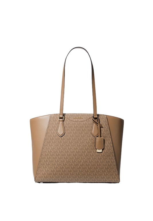 ( PREORDER ) Michael Kors Taryn Large Signature Logo and Leather Tote Bag In Husk 30R5GTBT7B