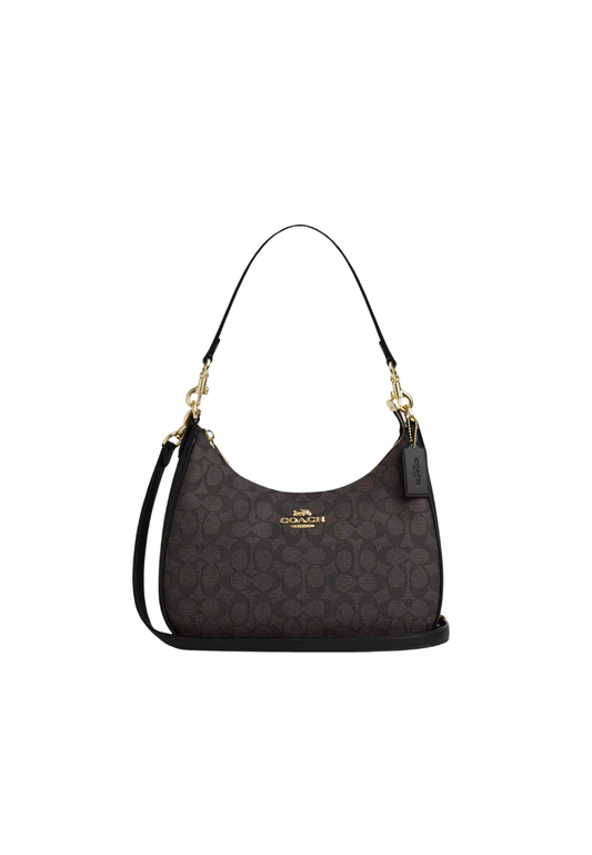 ( PREORDER ) Coach Teri Hobo Shoulder Bag In Gold Walnut Black CV940