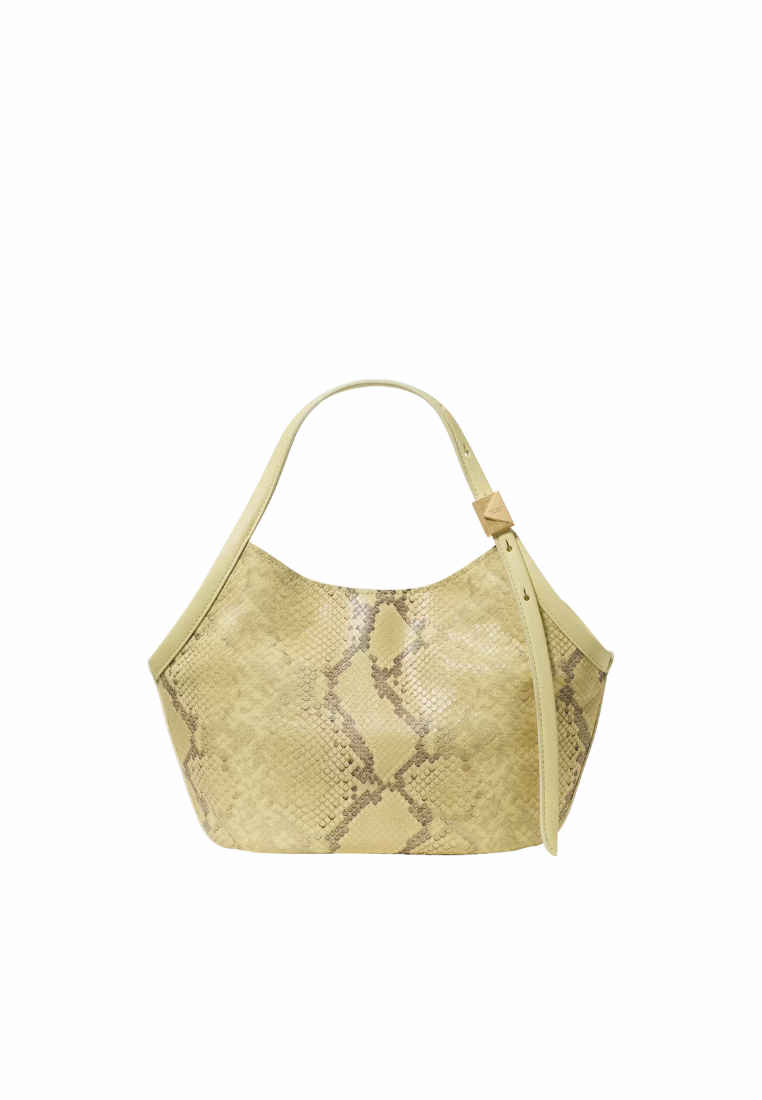 ( PREORDER ) Kate Spade Deco Snake Embossed Small Tulip Tote Bag In Pale Citron KN898