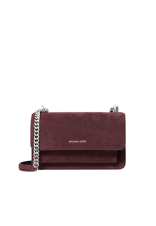 ( PREORDER ) Michael Kors Claire Large Suede Shoulder bag In Oxblood 30F5SC7L3S