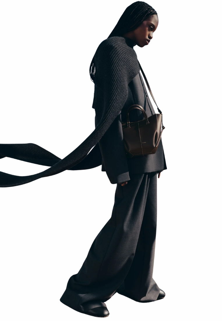( PREORDER ) Polene Cyme Nano Tote Bag In Textured Ebony