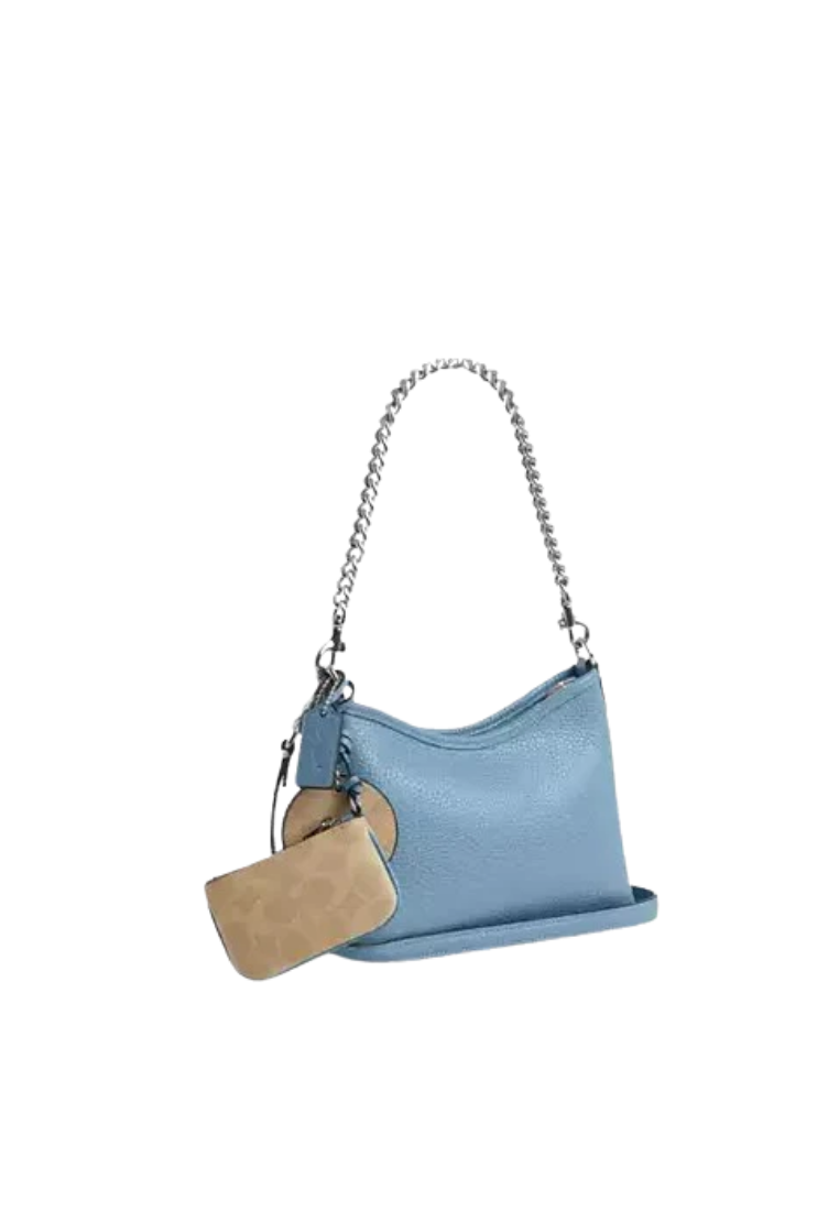 ( PREORDER ) Coach Laurel Small With Mirror Charm And Pouch Shoulder Bag In Pool Sand CBI06