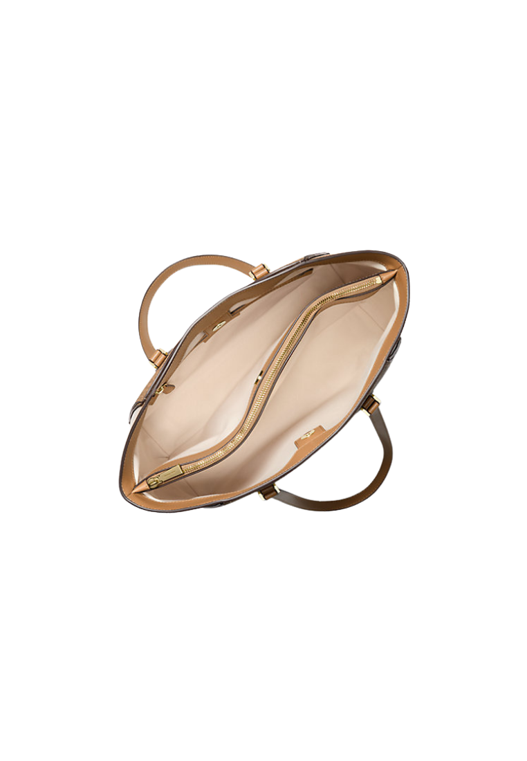 ( PREORDER ) Michael Kors Taryn Large Signature Logo and Leather Tote Bag In Husk 30R5GTBT7B