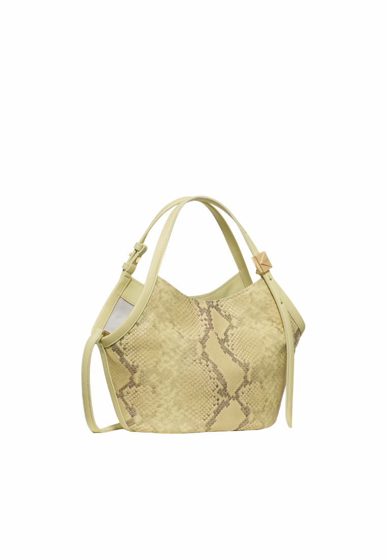 ( PREORDER ) Kate Spade Deco Snake Embossed Small Tulip Tote Bag In Pale Citron KN898