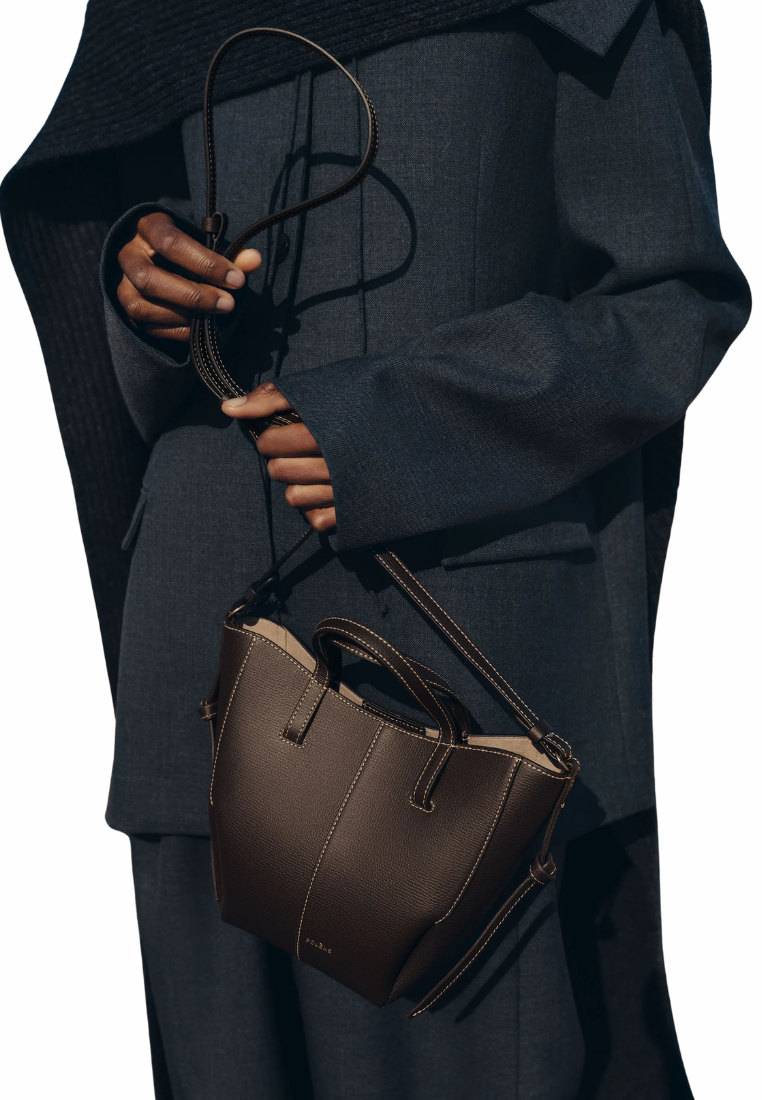 ( PREORDER ) Polene Cyme Nano Tote Bag In Textured Ebony