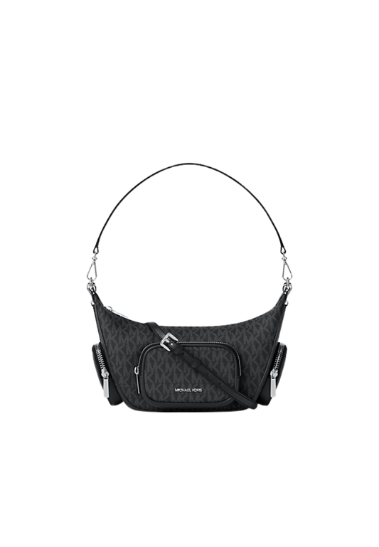 ( PREORDER ) Michael Kors Merritt Small Signature Logo Convertible Shoulder Bag In Black 35R6G0WC1B