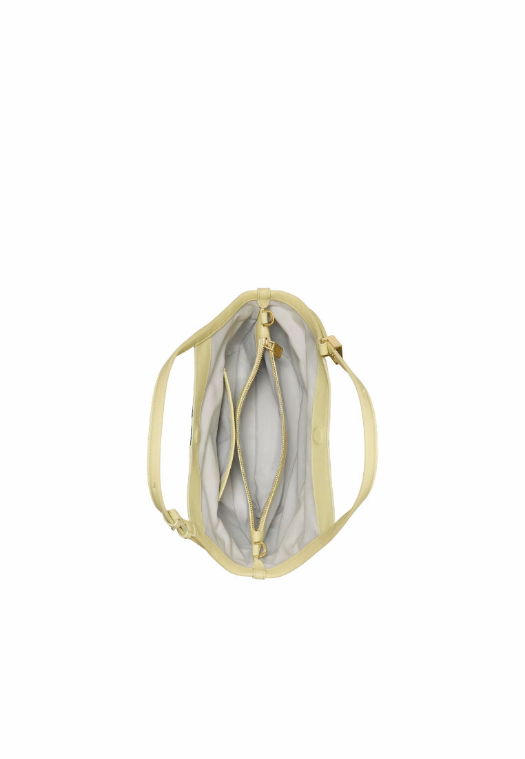 ( PREORDER ) Kate Spade Deco Snake Embossed Small Tulip Tote Bag In Pale Citron KN898