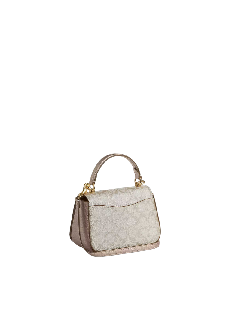 Coach Lysa Top Handle Bag Signature Canvas In Champagne Multi CX576