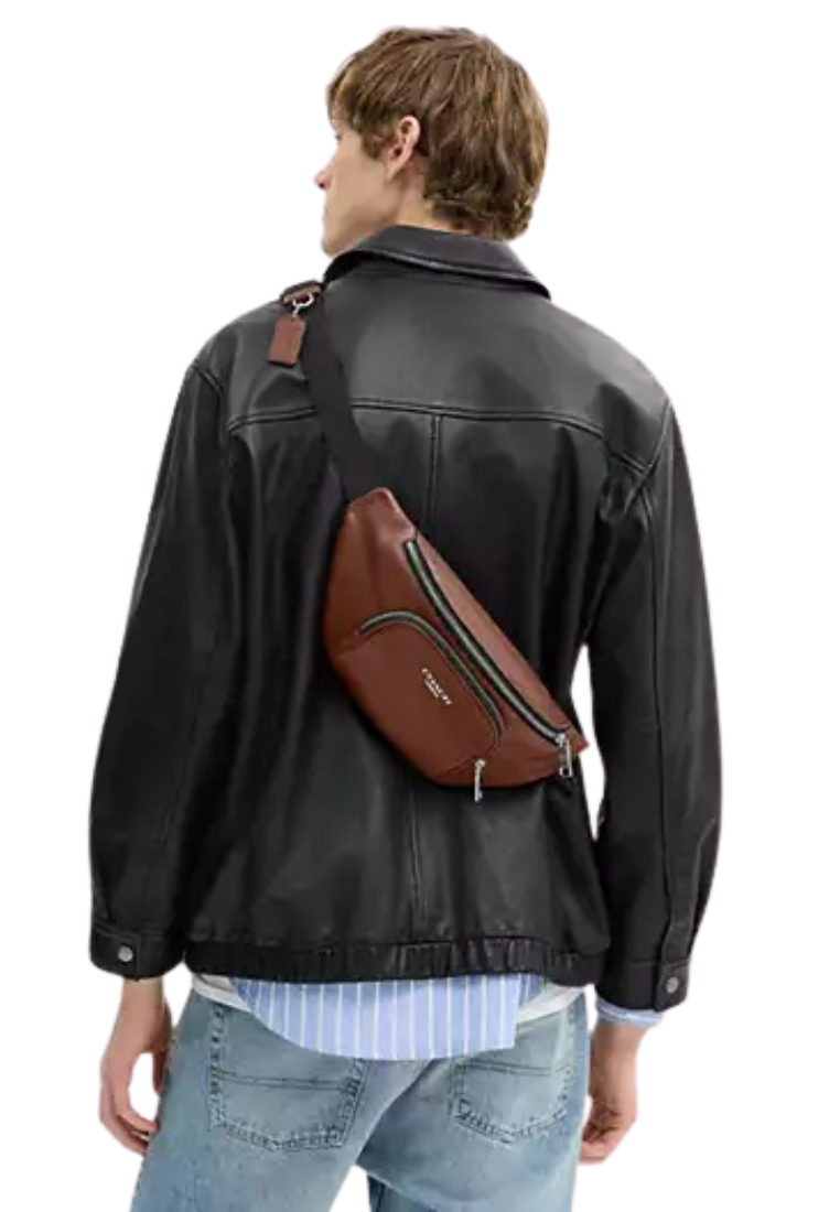 Coach Racer Small Belt Bag In Signature Leather In Vintage Brown CDC44