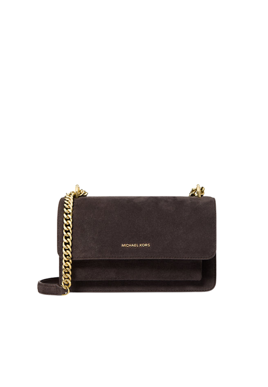 ( PREORDER ) Michael Kors Claire Large Suede Shoulder bag In Chocolate 30F5GC7L3S