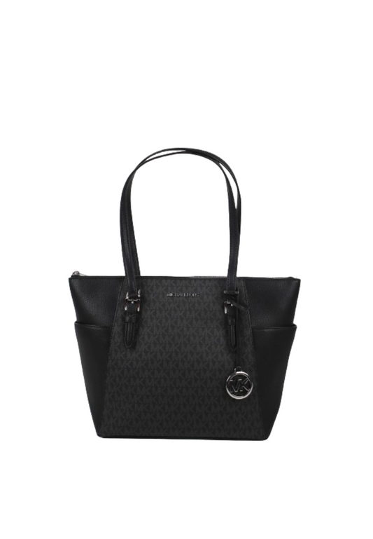 Michael Kors Large Charlotte 35T0SCFT3B Top Zip Tote Bag In Black