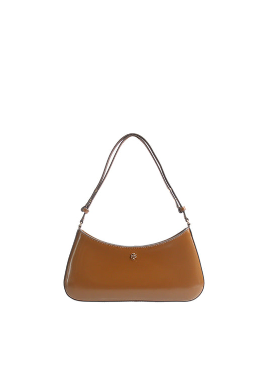 Tory Burch Emerson Patent Shoulder Bag In Rich Walnut 165955