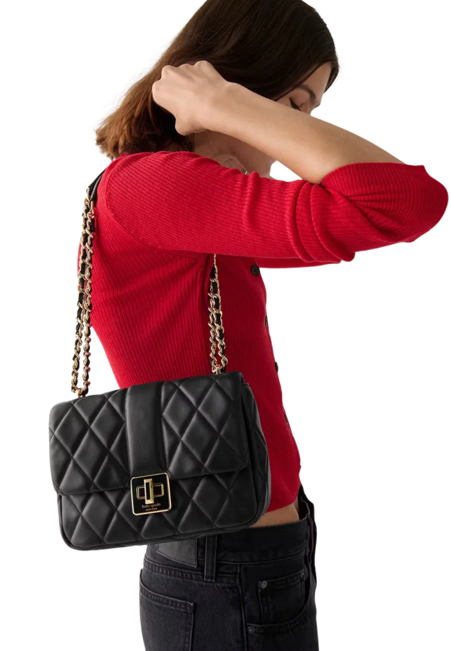 Kate Spade Carey Quilted Small Flap Crossbody Bag In Black KM708