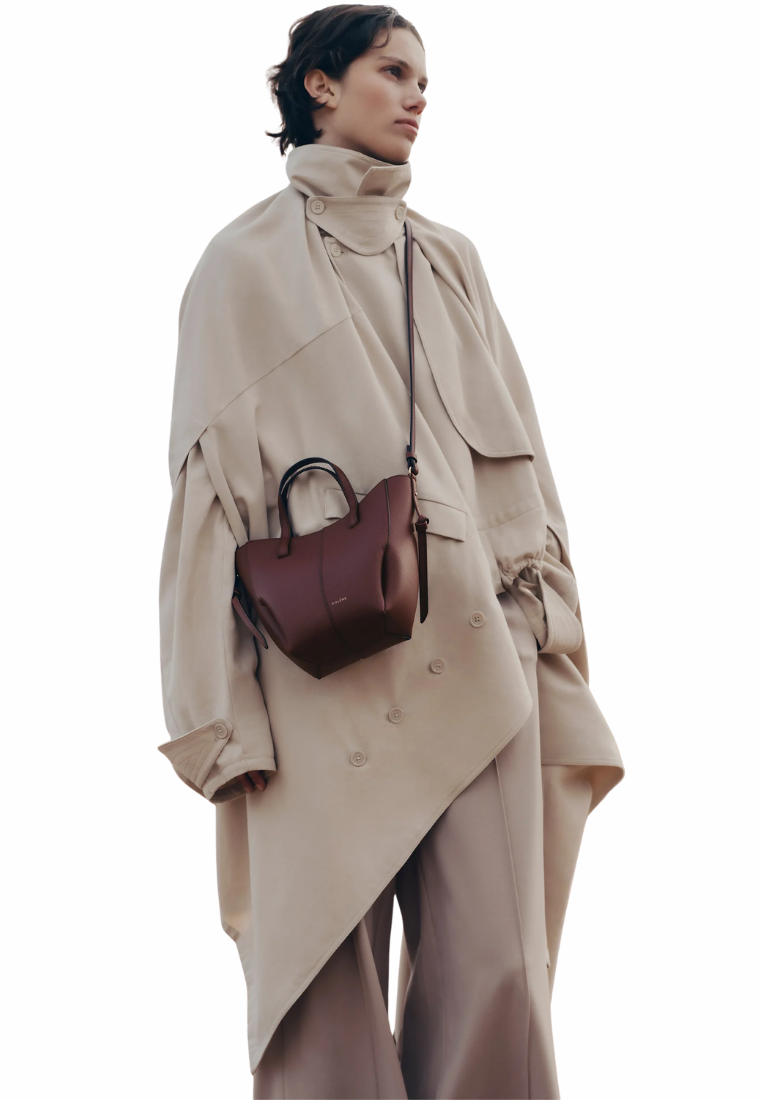 ( PREORDER ) Polene Cyme Nano Tote Bag In Textured Black Cherry