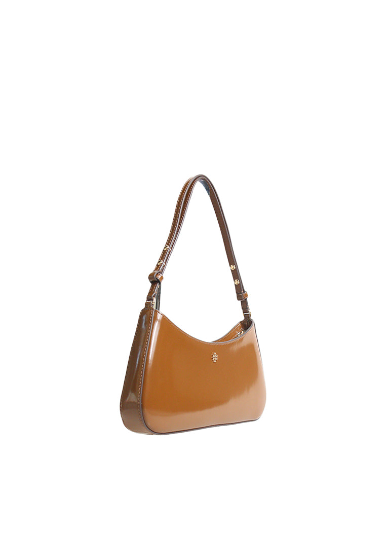 Tory Burch Emerson Patent Shoulder Bag In Rich Walnut 165955
