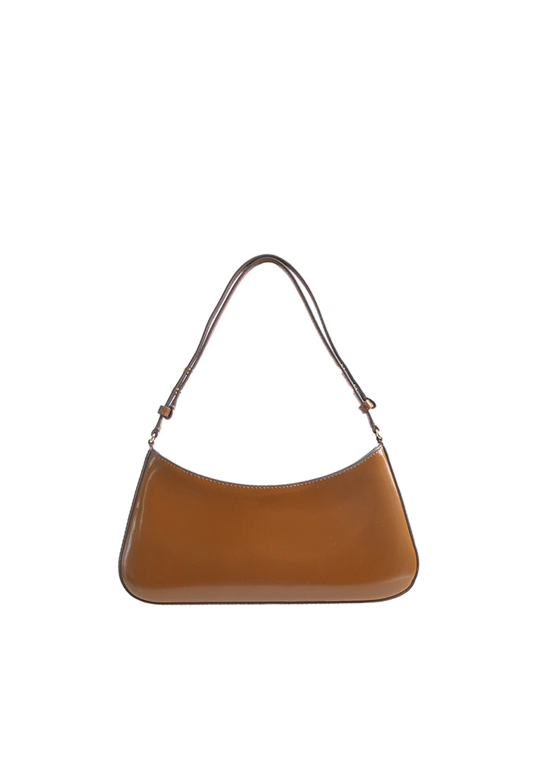 Tory Burch Emerson Patent Shoulder Bag In Rich Walnut 175655