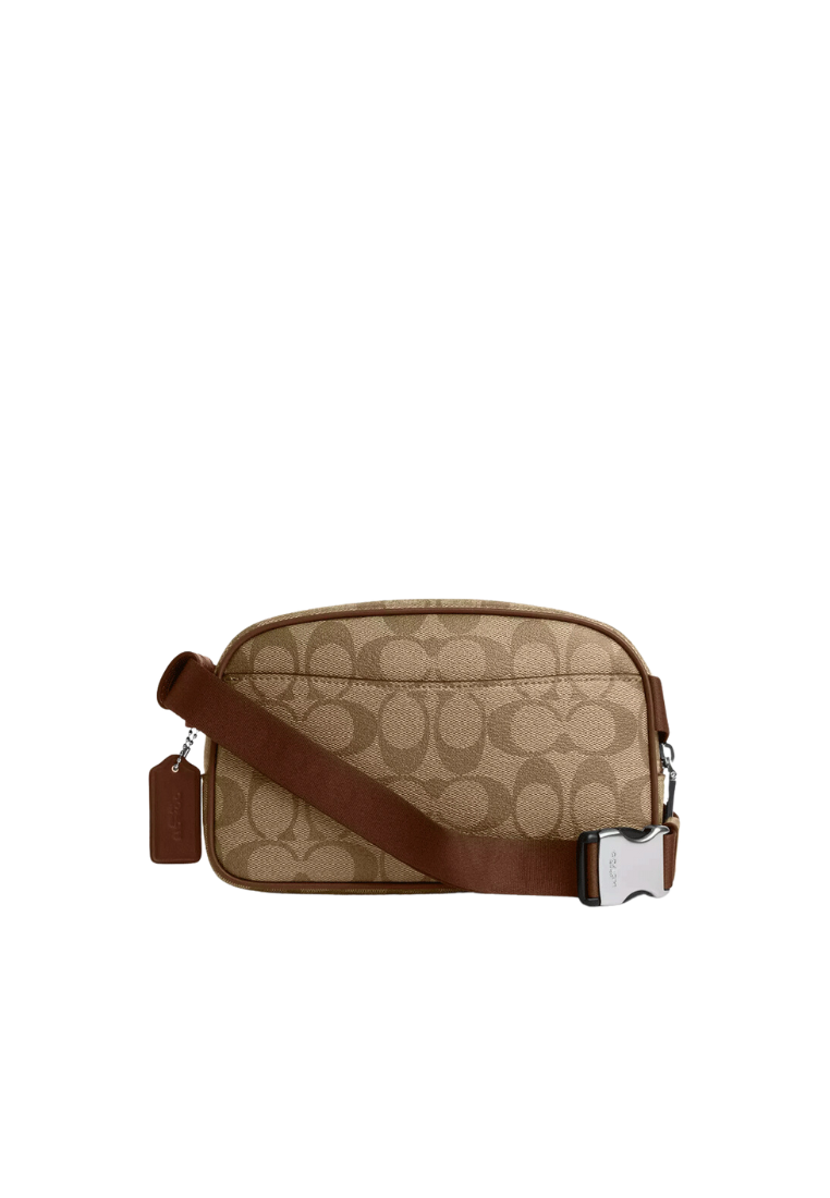 Coach Pace Crossbody Bag In Signature Canvas In Khaki Saddle CR137