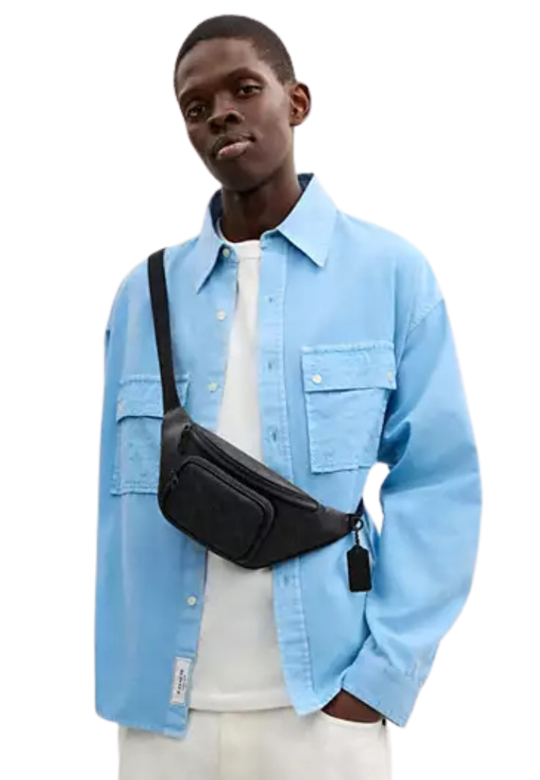 Coach Travis 30 Belt Bag In Signature Canvas In Black Signature CET88