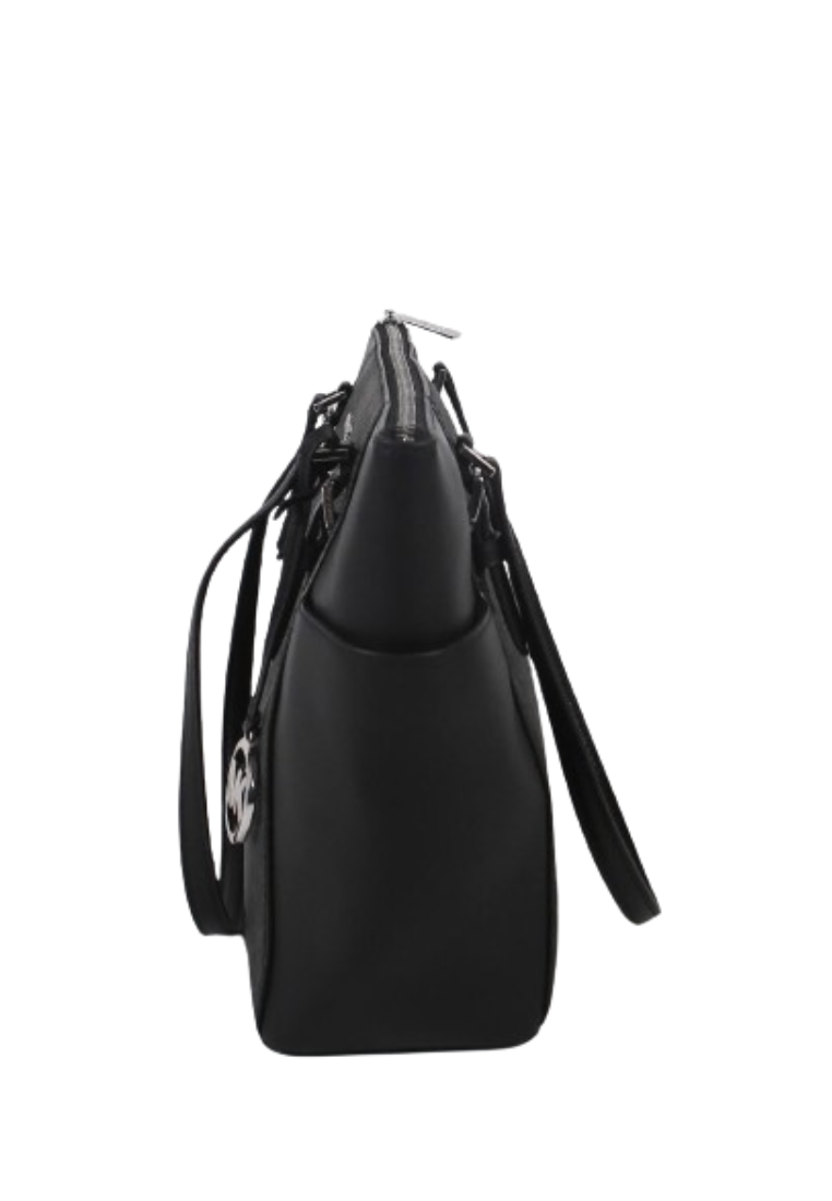 Michael Kors Large Charlotte 35T0SCFT3B Top Zip Tote Bag In Black