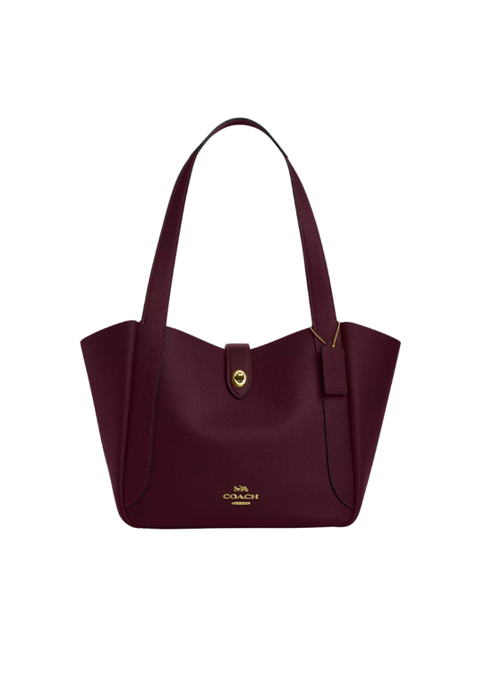 ( PREORDER ) Coach Hadley Turnlock Tote Bag In Dark Wine CAL17