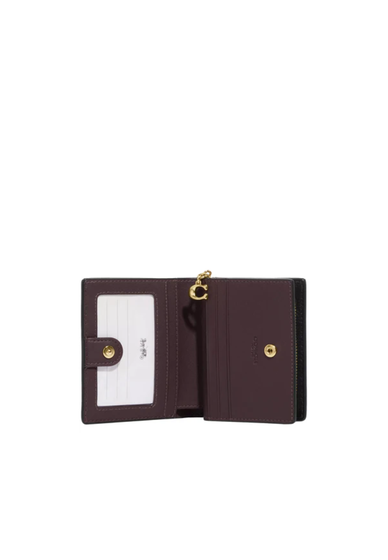 Coach Snap Wallet With Crocodile-Embossed leather In Black C6092