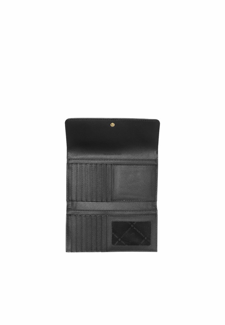 ( PREORDER ) Michael Kors Jet Set Travel Crossgrain Leather Tri-Fold Wallet In Black 35S8GTVF7L