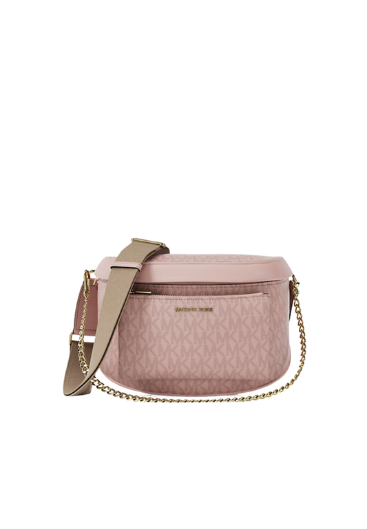 ( PREORDER ) Michael Kors Slater Medium Signature Logo Sling Pack In Powder Blush 35F5G04M2V