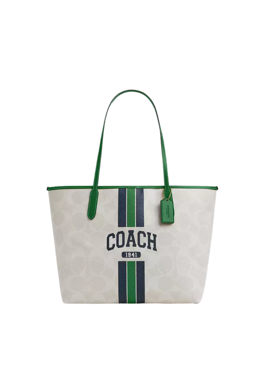 ( PREORDER ) Coach City In Signature Canvas With Coach Graphic Tote Bag In Chalk Kelly Multi CBI79