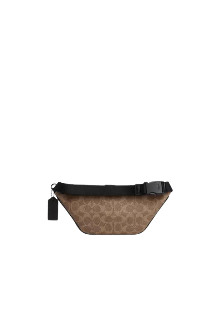 Coach Travis 30 Belt Bag In Signature Canvas In Tan Black CET88