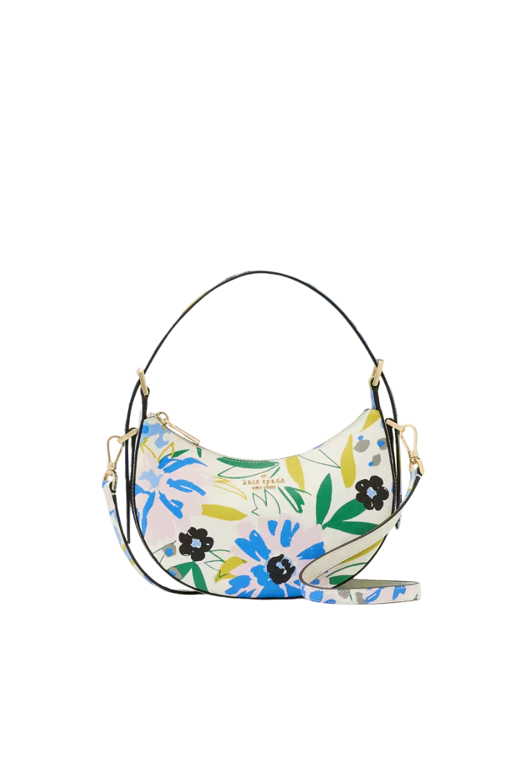 ( PREORDER ) Kate Spade Madison Floral Crescent Shoulder Bag In Cream Multi KK964