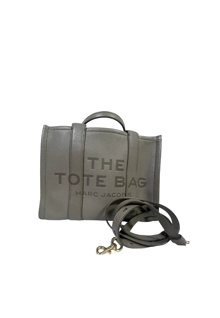 ( PRELOVED ) Marc Jacobs The Leather Medium Tote Bag In Cotton Silver H004L01PF21